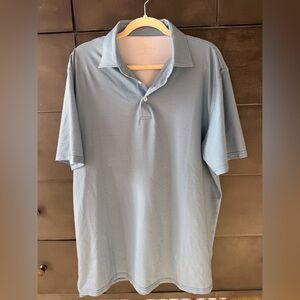 Southern Tide tiny square bright blue and red athletic polo shirt